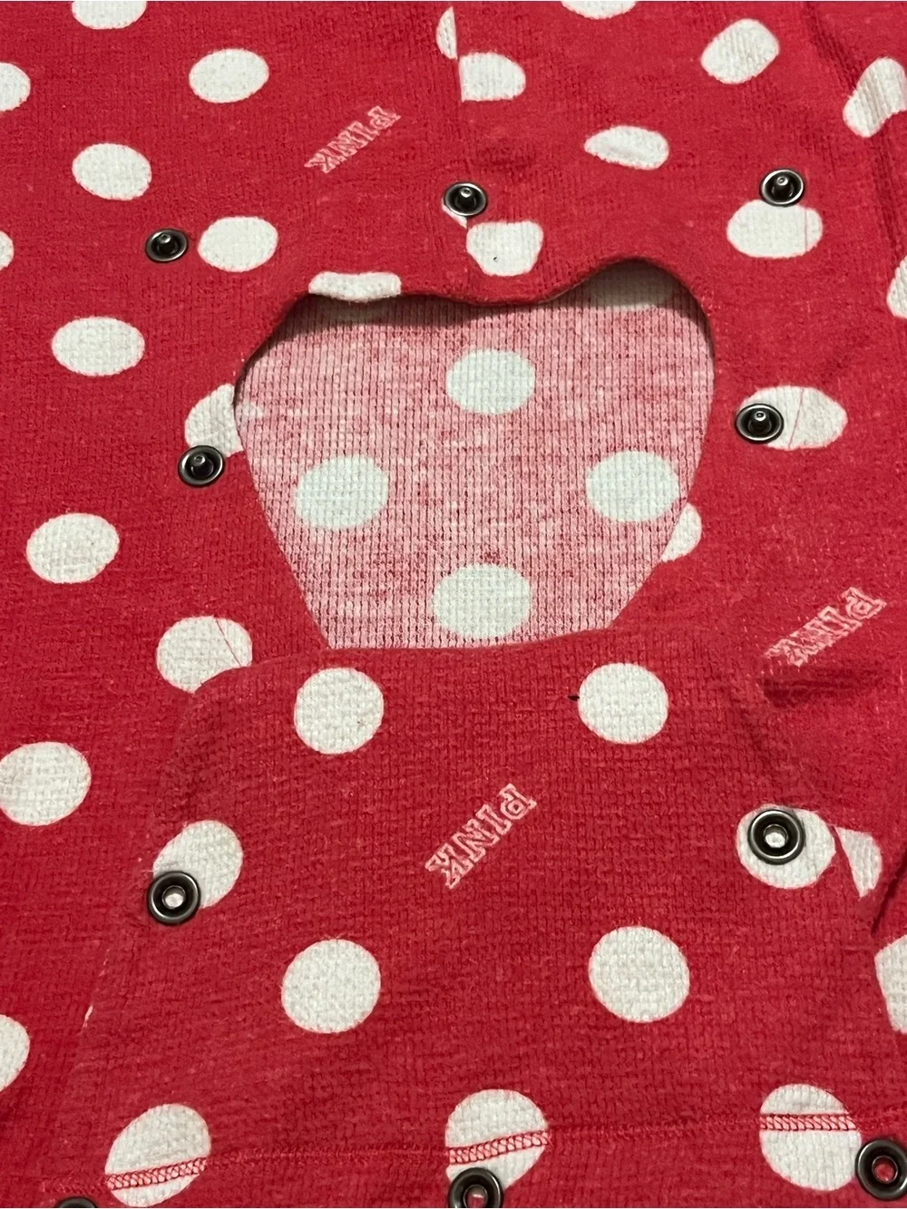 Pink Red Polka Dot Cat Jumpsuit with Silver Cat Embroidery - size S/P